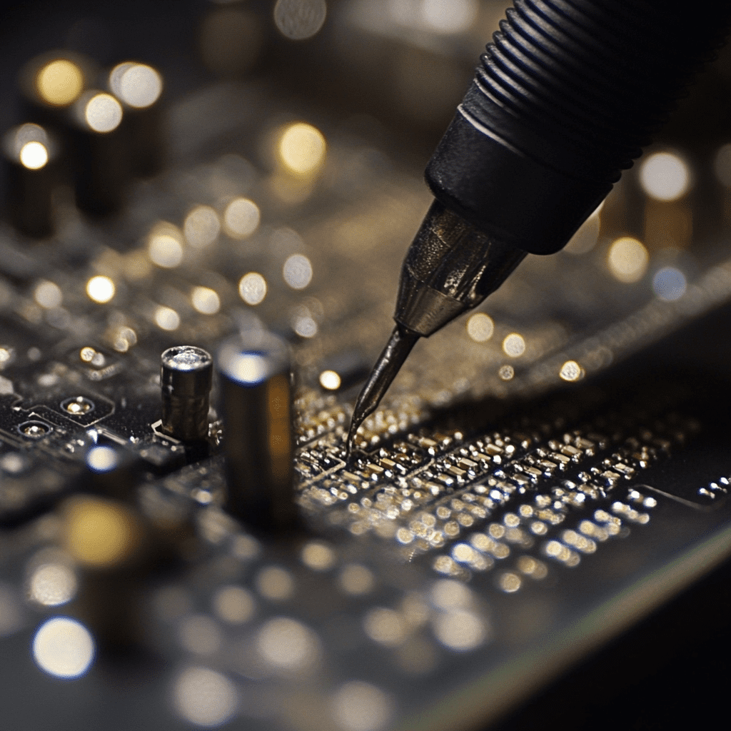 soldering a cell phone motherboard